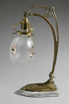 Lot 3682 - Art Nouveau Style Gilt-Metal, Frosted Glass...