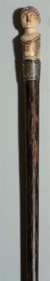 Lot 3273 - Carved Ivory and Metal Mounted Tigerwood...