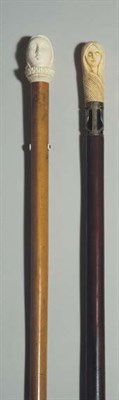 Lot 3277 - Two Continental Carved Ivory Mounted Wood...