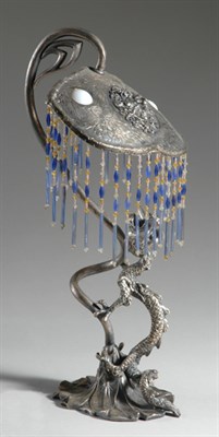 Lot 3586 - Art Nouveau Style Silver Plated Lamp In the...