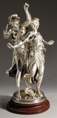 Lot 3414 - Silvered Bronze and Rouge Marble Figural Group...