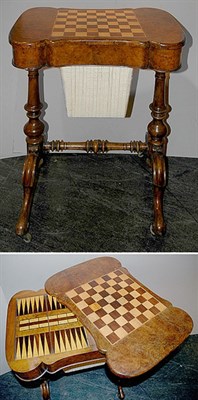 Lot 3158 - Victorian Burl Walnut Trestle Base Game Table...