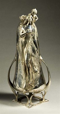 Lot 3288 - Art Nouveau Style Silver Plated Figural Vase...