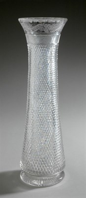 Lot 3123 - Cut and Engraved Glass Vase Of tapering...