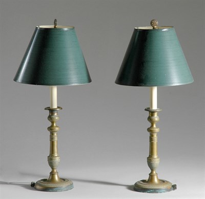 Lot 3503 - Pair of Empire Style Gilt-Metal Candlestick...