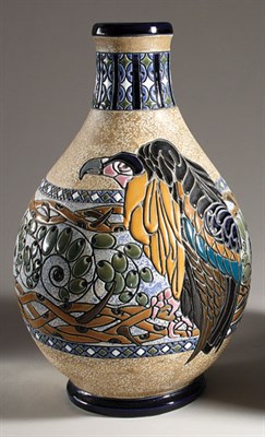 Lot 3327 - Amphora Glazed Ceramic Vase Of bulbous...