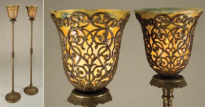 Lot 3507 - Pair of Segar Studios Gilt-Metal and Art Glass...