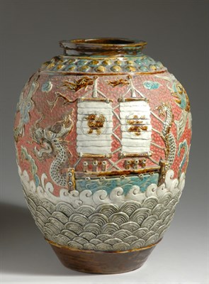 Lot 3116 - Asian Glazed Ceramic Vase Of ovoid form, with...