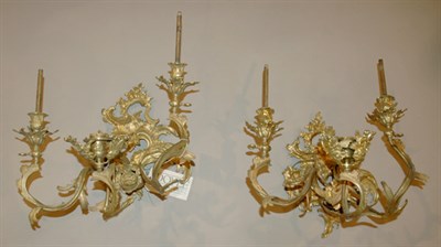 Lot 3099 - Pair of Louis XV Style Gilt-Metal Three-Light...