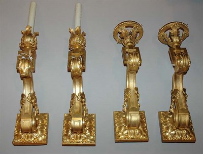 Lot 3339 - Set of Four Baroque Style Gilt-Metal Sconces...