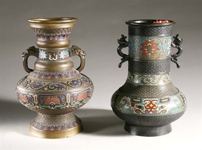 Lot 3140 - Two Chinese Cloisonne Enameled Bronze...