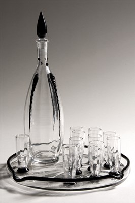 Lot 3460 - Daum Applied Glass Liqueur Set Comprising a...