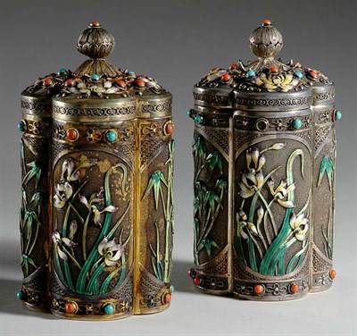 Lot 3254 - Companion Pair of Chinese Style Enamel and...