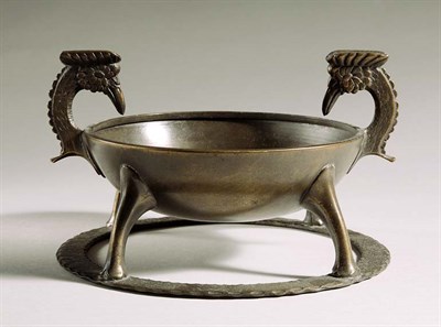 Lot 3316 - Art Deco Style Patinated-Metal Ashtray In the...