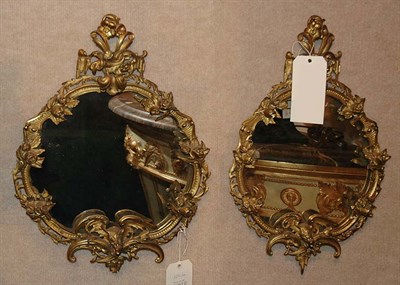 Lot 3291 - Pair of Rococo Style Gilt-Metal Mirrors Each...