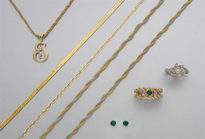 Lot 34 - Assorted Yellow Gold and Metal Jewelry
