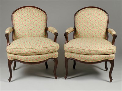 Lot 1341 - Pair of Louis XV Stained Beechwood Fauteuils...