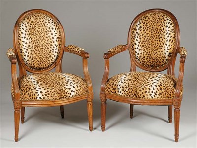 Lot 1446 - Pair of Louis XVI Beechwood Fauteuils Late...