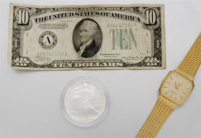 Lot 40 - U.S. Coins and Currency and Two Wristwatches
