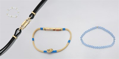 Lot 62 - Two Cord Bracelets and Crystal Bead Bracelet and Ring