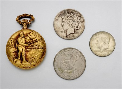 Lot 63 - Group of Assorted Jewelry, a Hunting Cased Pocket Watch and Coins