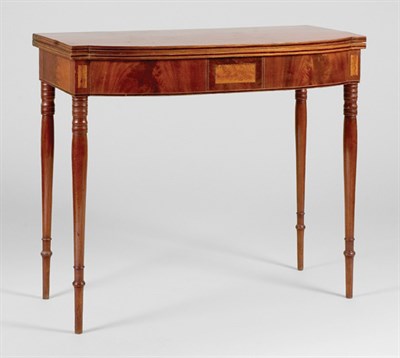 Lot 2145 - Federal Inlaid Mahogany Bow Front Card Table...