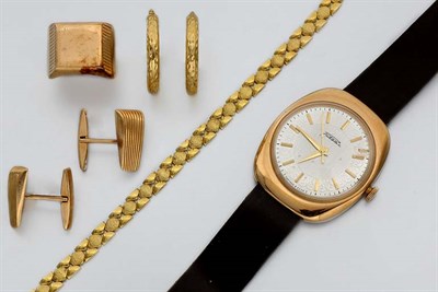 Lot 67 - Gentleman's Rose Gold Wristwatch and Assorted Jewelry