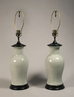 Lot 1518 - Pair of Chinese Celadon Decorated Porcelain...