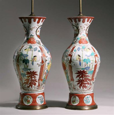Lot 3292 - Pair of Japanese Enamel Decorated Porcelain...