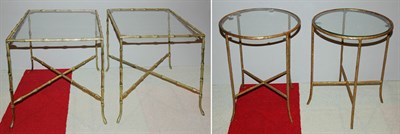 Lot 3247 - Two Pairs of Glass Top Brass Bamboo-Form Low...