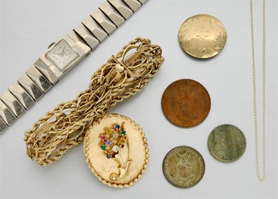 Lot 92 - Gold Charm Bracelet, Wristwatches and Coins