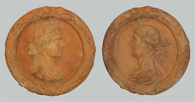 Lot 4510 - Pair of Faux Terra Cotta Plaques of Profiles...