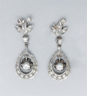 Lot 96 - Pair of Diamond Pendant Earrings