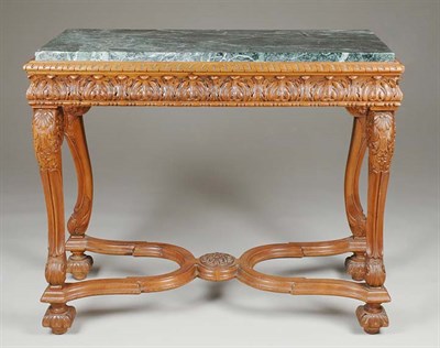 Lot 3320 - Louis XIV Style Marble Top Carved Oak Console...