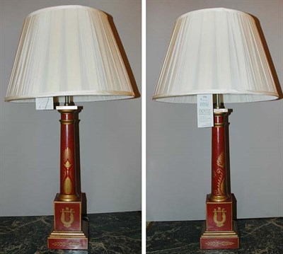 Lot 3316 - Pair of Neoclassical Style Gilt Decorated Red...