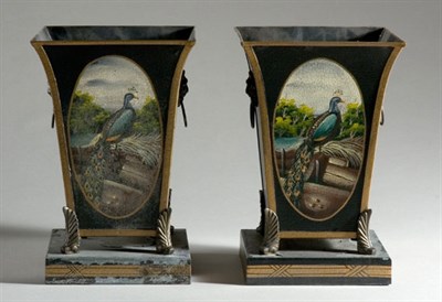 Lot 3322 - Pair of Neoclassical Style Tole Jardinieres...