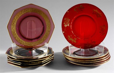 Lot 3434 - Set of Ten Gilt Decorated Amethyst Glass...