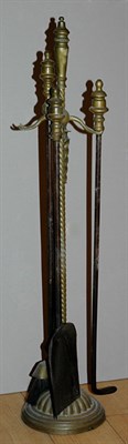 Lot 3440 - Two Sets of Georgian Style Brass Fireplace Tools