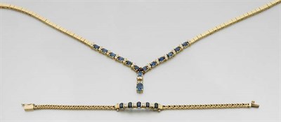 Lot 308 - Gold, Diamond and Sapphire Necklace and Bracelet