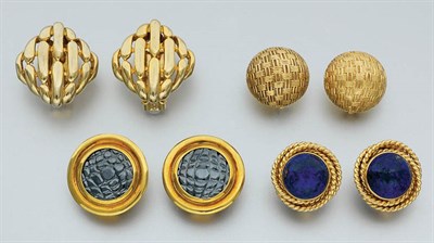 Lot 40 - Four Pairs of Gold Earclips