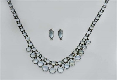 Lot 3 - Antique Moonstone Fringe Necklace and Pair of Earclips