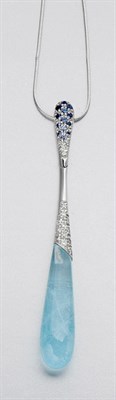 Lot 871 - Aquamarine, Sapphire and Diamond Pendant with Chain