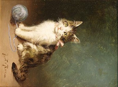 Lot 3029 - Jules Leroy French, 1856-1921 Kitten with a...