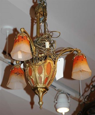 Lot 3469 - Art Nouveau Style Gilt-Metal and Art Glass...