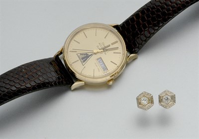 Lot 130 - Pair of Diamond Earrings and a Gentleman's Wristwatch