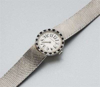 Lot 852 - White Gold, Diamond and Sapphire Wristwatch