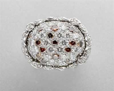 Lot 847 - Diamond and Brown Diamond Ring