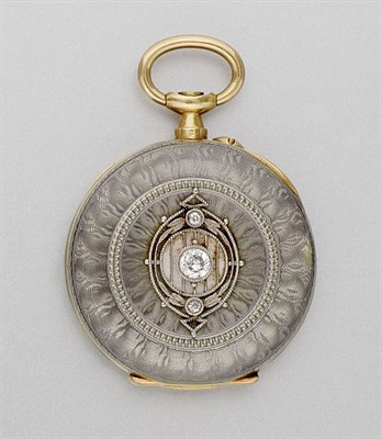 Lot 362 - Guilloche Enamel and Diamond Pendant-Watch