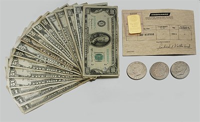 Lot 204 - Group of U.S. Currency and One Gold Bar