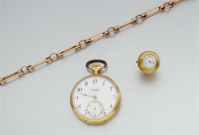 Lot 904 - Gold Open-Face Pocket Watch, Ball Pendant-Watch and Watch Chain